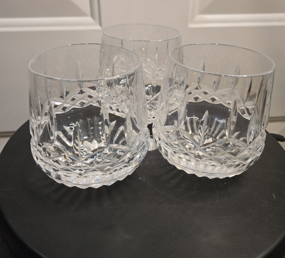 Waterford Crystal Lismore Cut Glass Tumblers Set Of 3